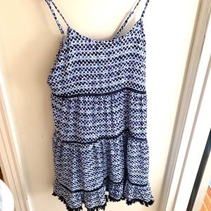 Flowy Finn & Grace blue and white dress, fringed